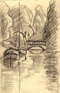 35568 Gezicht over de stadsbuitengracht te Utrecht uit het zuidoosten met op de achtergrond de Herenbrug.